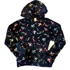 Girls Black Fleece Unicorn Sweatshirt hoodie Large NWT